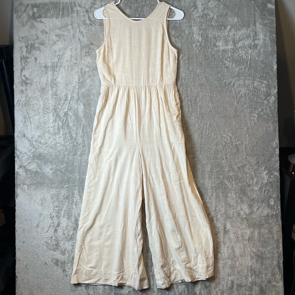 LOFT Women’s XS Cream Wide Leg Sleeveless Jumpsuit Minimalist Quiet Luxury New